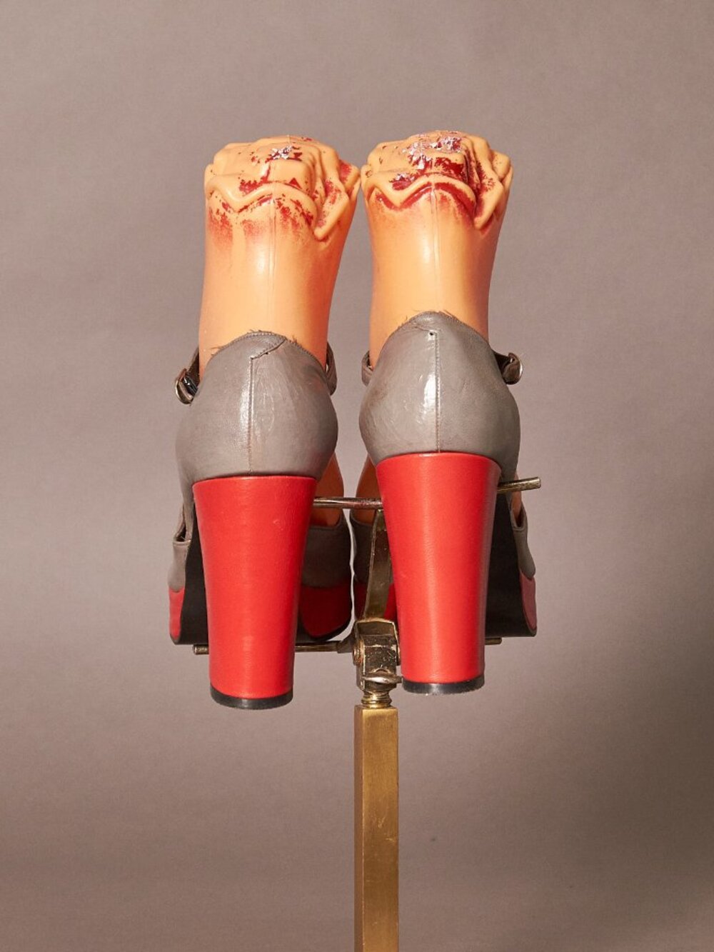 1970s Red and Gray Mod Platforms Vintage Deadstock